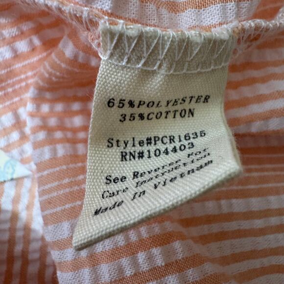 Perch by Blu Pepper Button Up Striped Ruffle Sleeveless Top Light Peach Size 3X - Picture 2 of 7
